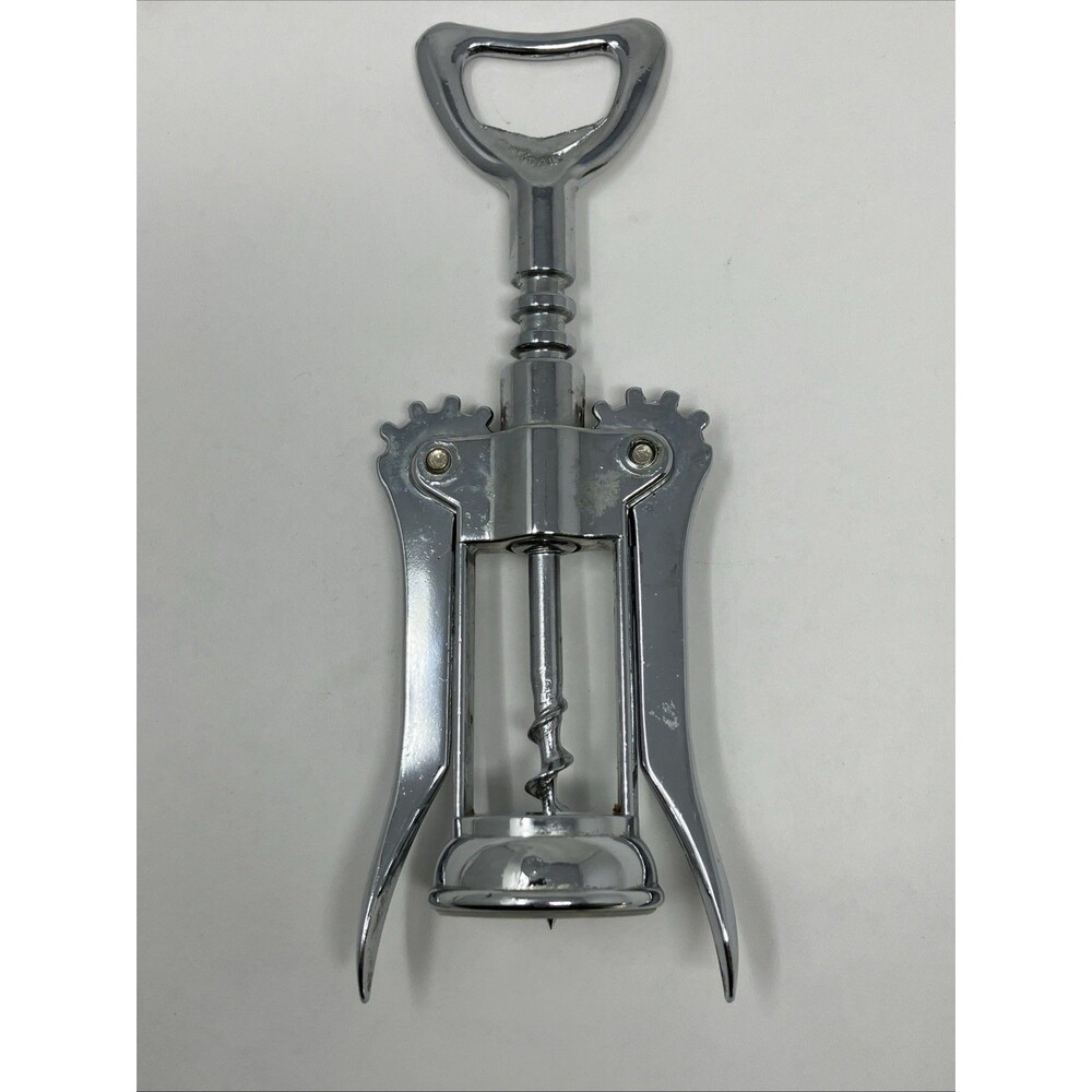 Vintage Italy Metal Corkscrew Wine Bottle Opener Stainless Barware Cork Screw